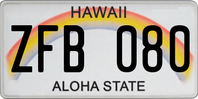 HI license plate ZFB080