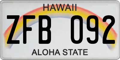 HI license plate ZFB092