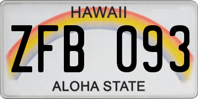 HI license plate ZFB093