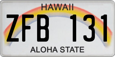 HI license plate ZFB131