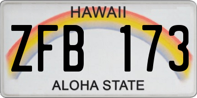 HI license plate ZFB173