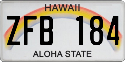 HI license plate ZFB184