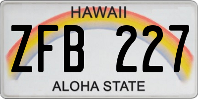 HI license plate ZFB227