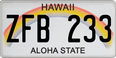 HI license plate ZFB233