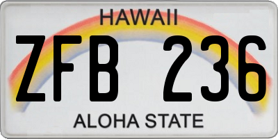 HI license plate ZFB236