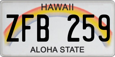 HI license plate ZFB259