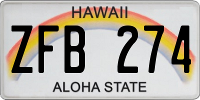 HI license plate ZFB274