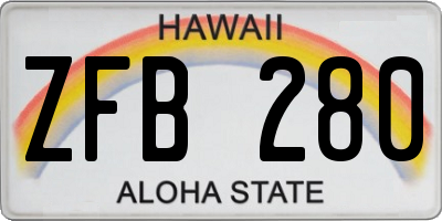 HI license plate ZFB280