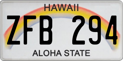 HI license plate ZFB294