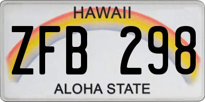 HI license plate ZFB298