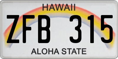 HI license plate ZFB315