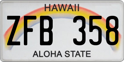 HI license plate ZFB358