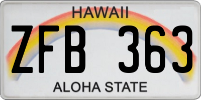 HI license plate ZFB363