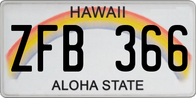 HI license plate ZFB366