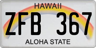 HI license plate ZFB367