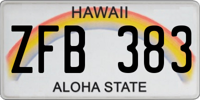 HI license plate ZFB383