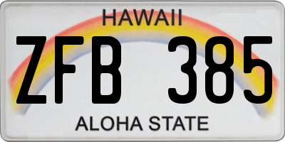 HI license plate ZFB385
