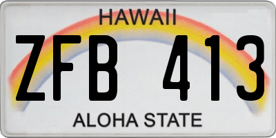 HI license plate ZFB413