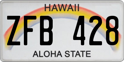 HI license plate ZFB428