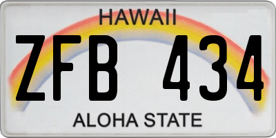HI license plate ZFB434