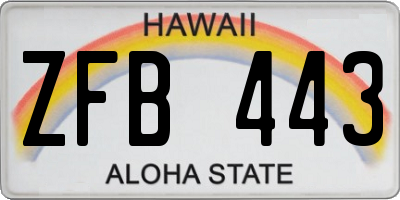 HI license plate ZFB443