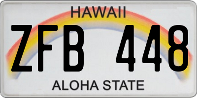 HI license plate ZFB448