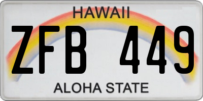 HI license plate ZFB449