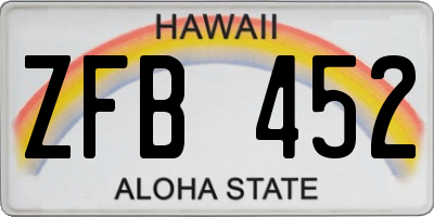 HI license plate ZFB452