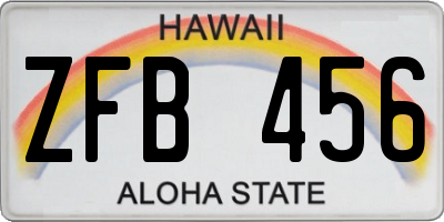 HI license plate ZFB456