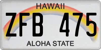 HI license plate ZFB475
