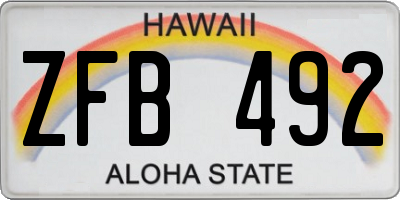 HI license plate ZFB492