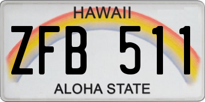 HI license plate ZFB511