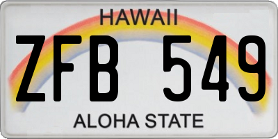 HI license plate ZFB549