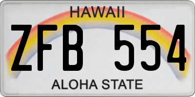 HI license plate ZFB554
