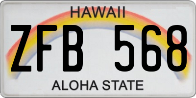HI license plate ZFB568