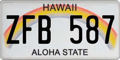 HI license plate ZFB587