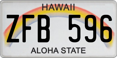 HI license plate ZFB596