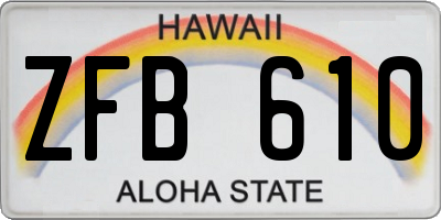 HI license plate ZFB610