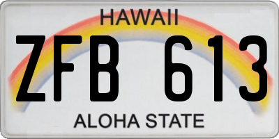 HI license plate ZFB613