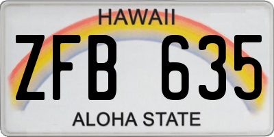 HI license plate ZFB635