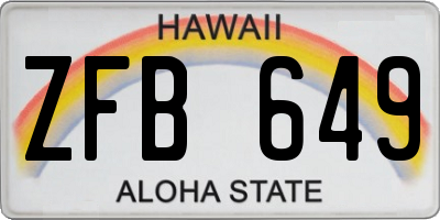 HI license plate ZFB649