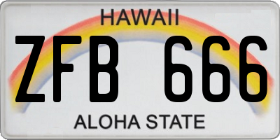 HI license plate ZFB666