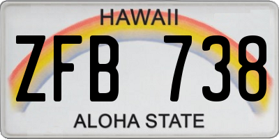 HI license plate ZFB738