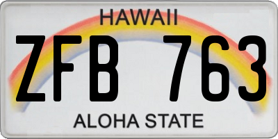 HI license plate ZFB763