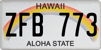 HI license plate ZFB773