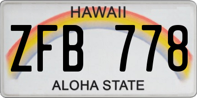 HI license plate ZFB778