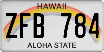 HI license plate ZFB784