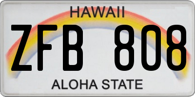 HI license plate ZFB808