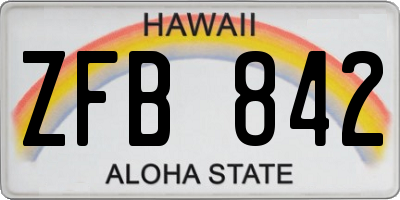 HI license plate ZFB842