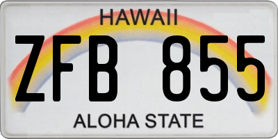 HI license plate ZFB855